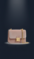 Blush Velvet Crossbody with Gold Chain