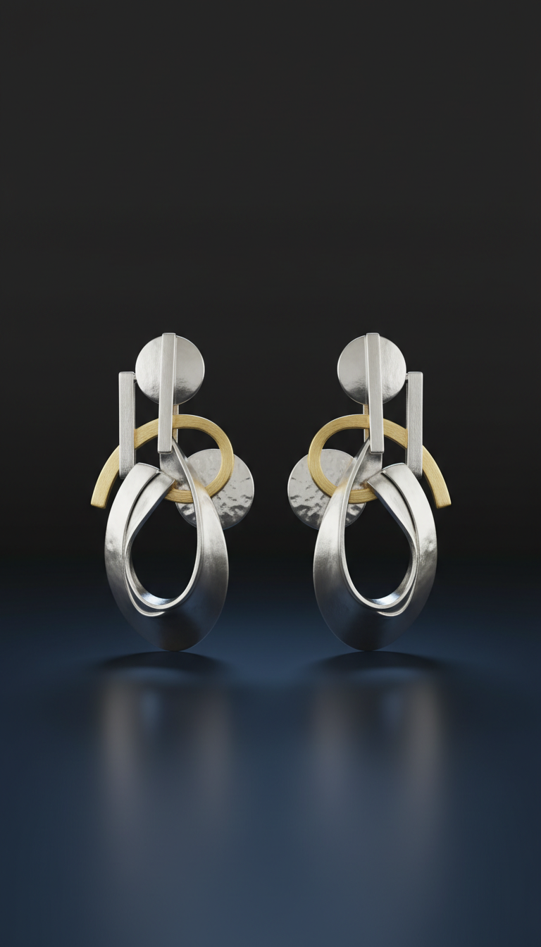 Sculptural Silver Statement Earrings